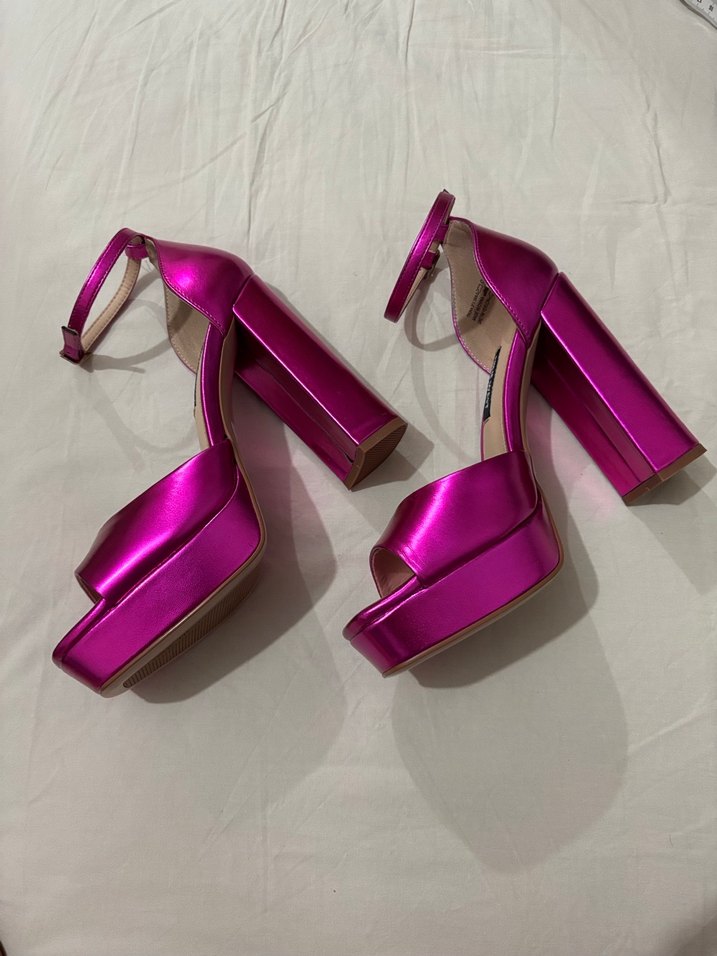 Fuşya platform kalın topuklu ayakkabı - Görsel 4