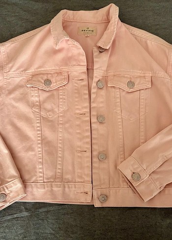 Pudra Pembe Kadın Denim Ceket