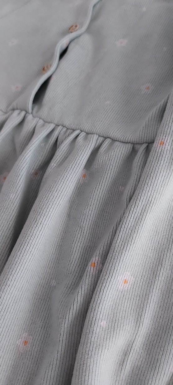 Uzun Kollu Düğmeli Gri Kız Elbisesi - Görsel 2