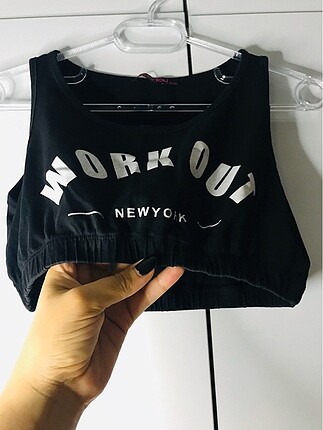 Diğer Siyah yazılı spor crop
