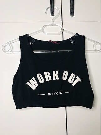m Beden Siyah yazılı spor crop