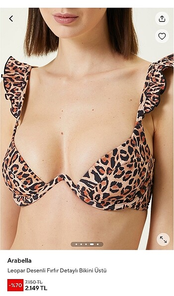 s Beden kahverengi Renk Arabella Leopar Bikini Üstü