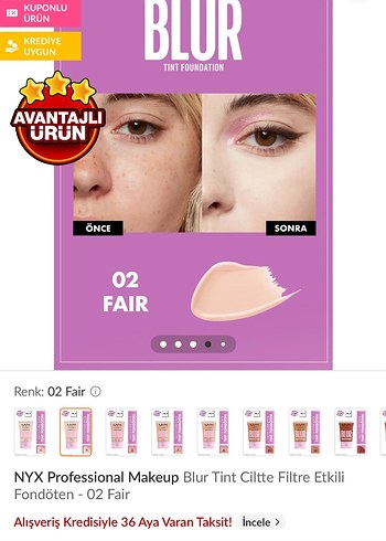 NYX Nyx Blur Tint 02 Fair