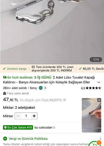 2 Adet Lüks Tuvalet Kapağı Kaldırıcı - Banyo Aksesuarı