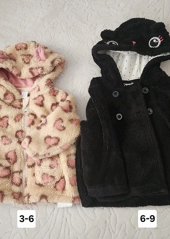 Kız Çocuk Leopar Desenli ve Siyah Kapüşonlu Ceket