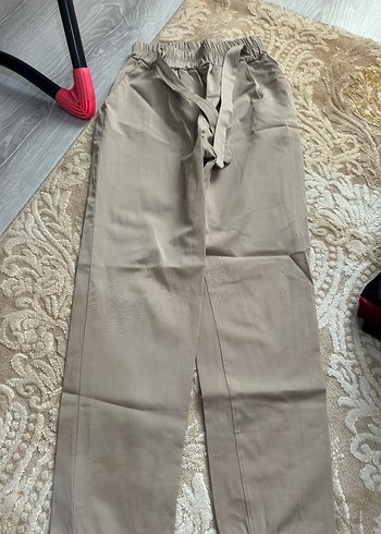 Kadın Bej Kemerli Rahat Keten Pantolon 2 - Görsel 2