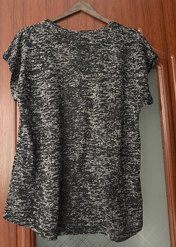 Gri Kısa Kollu Triko Kadın Bluz - Görsel 2