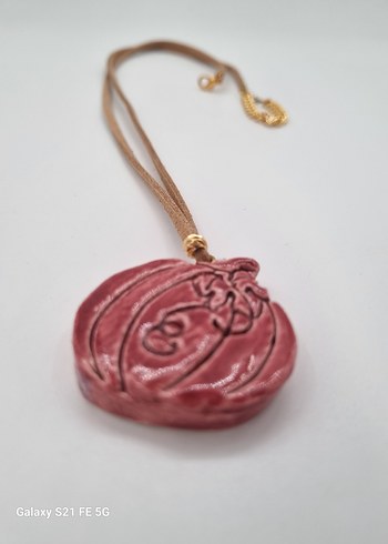 Seramik Tasarim Bordo Bohem  Mini Kolye - Görsel 2