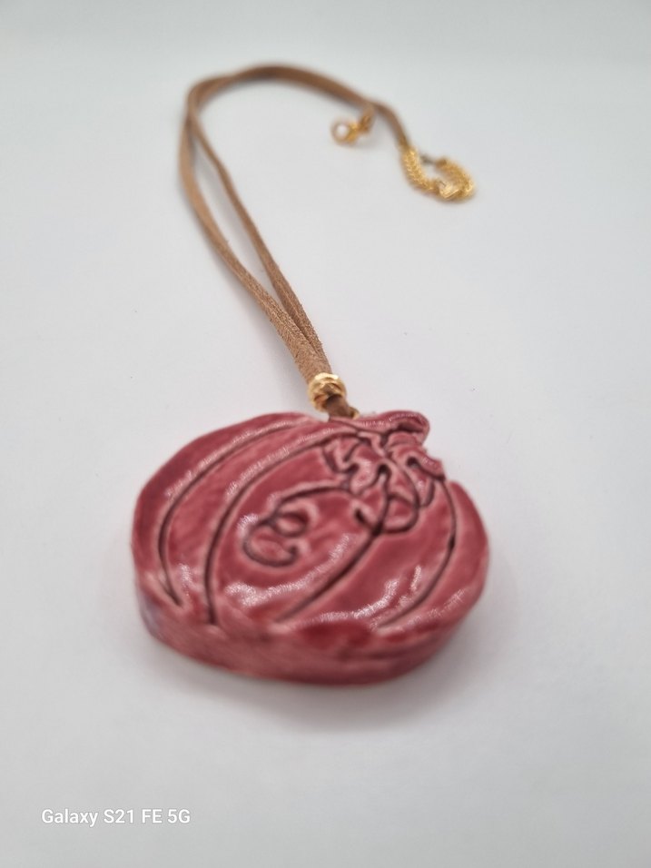 Seramik Tasarim Bordo Bohem  Mini Kolye - Görsel 2