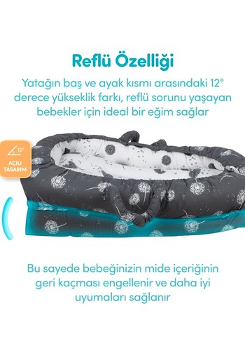 Anne Yanı Bebek Reflü Yatağı Gri - Görsel 6