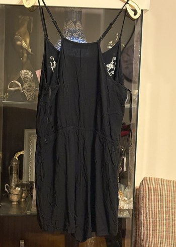 Dantel Detaylı Nakışlı Siyah Kadın Tulum - Görsel 4