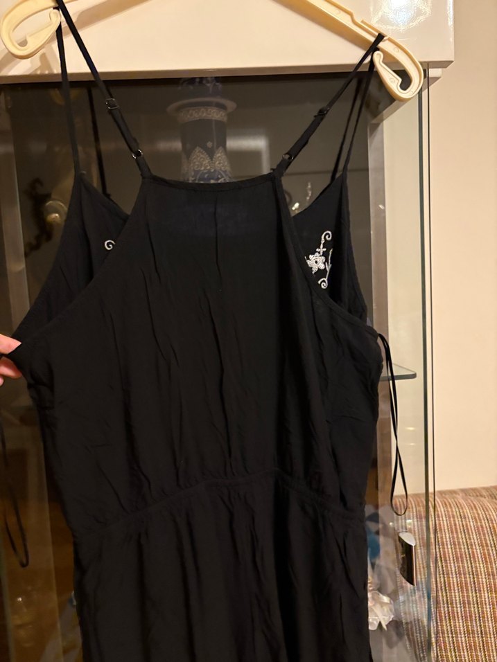 Dantel Detaylı Nakışlı Siyah Kadın Tulum - Görsel 5