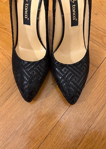 Siyah Yılan Desenli Dolgu Topuklu Kadın Stiletto - Görsel 3