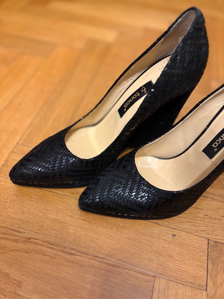 Siyah Yılan Desenli Dolgu Topuklu Kadın Stiletto - Görsel 2