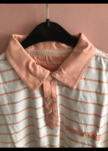 Çizgili Pamuklu Kısa Kollu Polo Tişört - Görsel 3