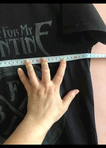 Siyah Baskılı Rock Punk Tişört - Görsel 5