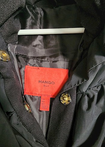 Mango Kemerli Siyah Kadın Midi Kaz tüyü Kış Montu - Görsel 2