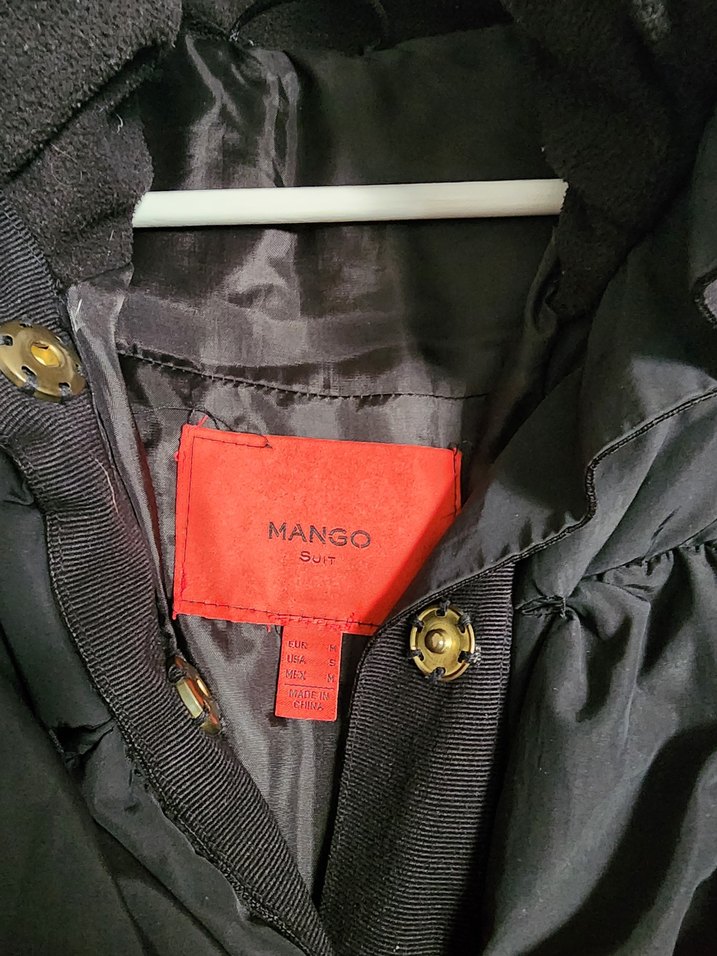 Mango Kemerli Siyah Kadın Midi Kaz tüyü Kış Montu - Görsel 2