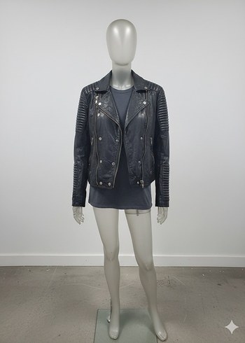 Mango Siyah Hakiki Dana Derisi Biker Ceket - Görsel 3