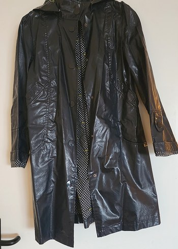 Mango Lacivert parlak yağmurluk, rüzgarlık - Görsel 4