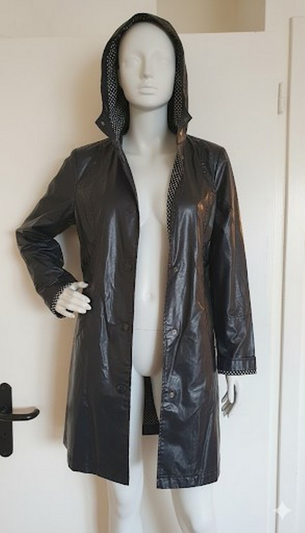 Mango Lacivert parlak yağmurluk, rüzgarlık - Görsel 2