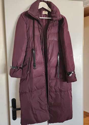 Park Bravo Kaz tüyü Uzun Bordo renkli Mont - Görsel 2