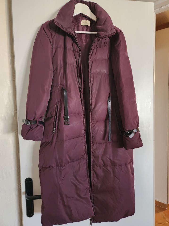 Park Bravo Kaz tüyü Uzun Bordo renkli Mont - Görsel 2