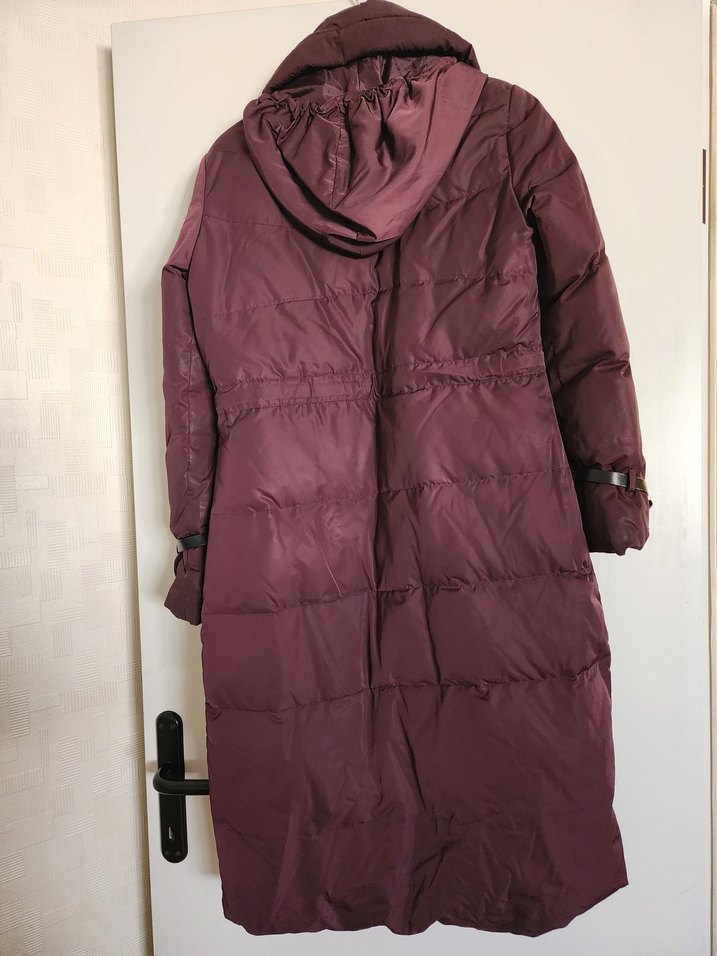 Park Bravo Kaz tüyü Uzun Bordo renkli Mont - Görsel 3