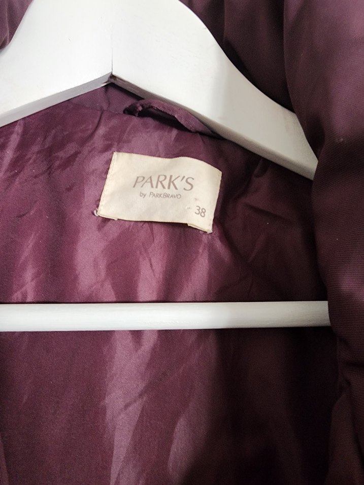 Park Bravo Kaz tüyü Uzun Bordo renkli Mont - Görsel 4