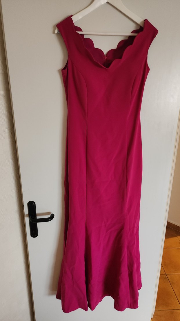 Pembe Uzun Drapeli Kadın Abiye Elbise - Görsel 4