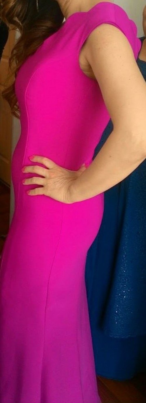 Pembe Uzun Drapeli Kadın Abiye Elbise - Görsel 3