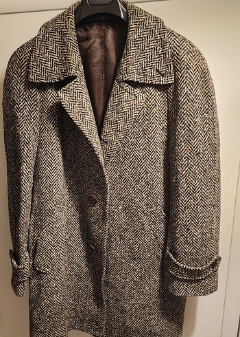 Balık sırtı desenli kırçıllı Yün Erkek Kaban - Görsel 4