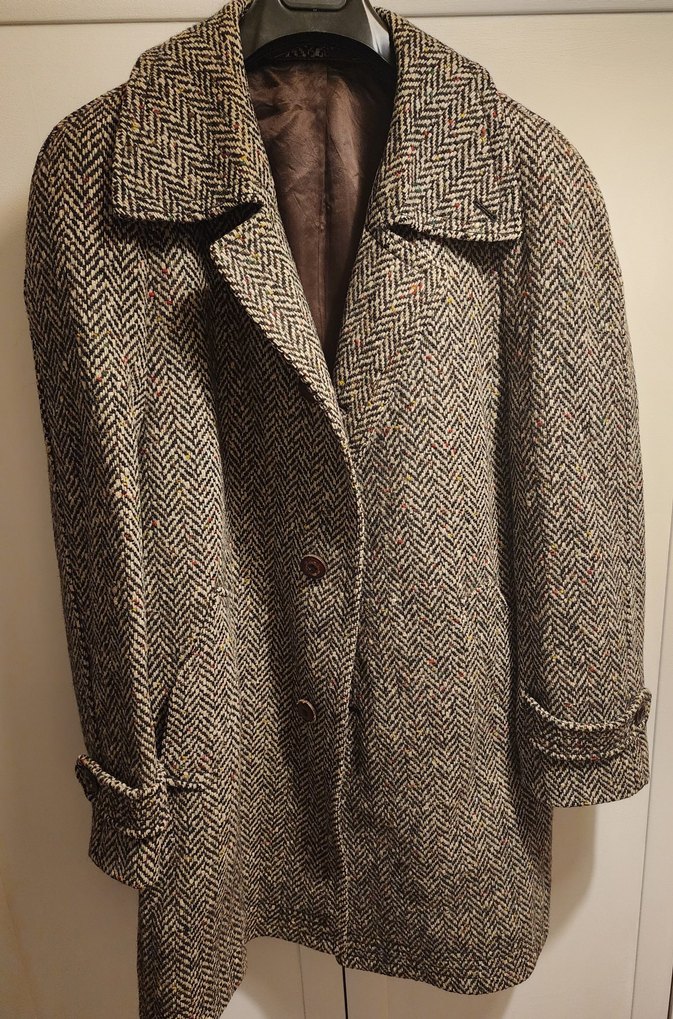 Balık sırtı desenli kırçıllı Yün Erkek Kaban - Görsel 3