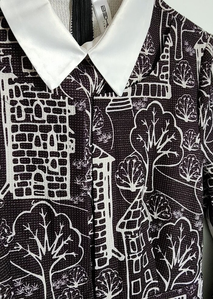 Behçetti marka orta boy desenli ofis şıklığında elbise siyah bey - Görsel 4