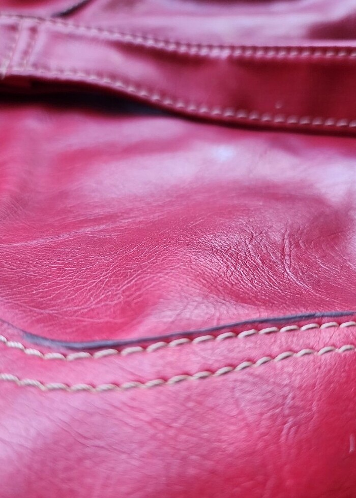 Koyu kırmızı büyük askılı çanta - Görsel 2