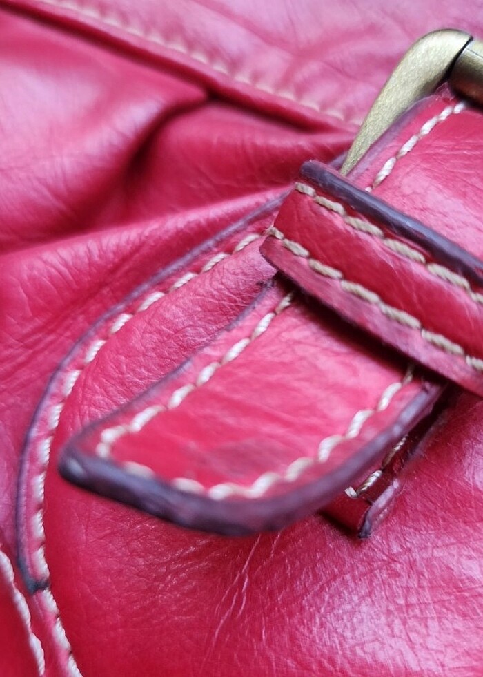 Koyu kırmızı büyük askılı çanta - Görsel 3