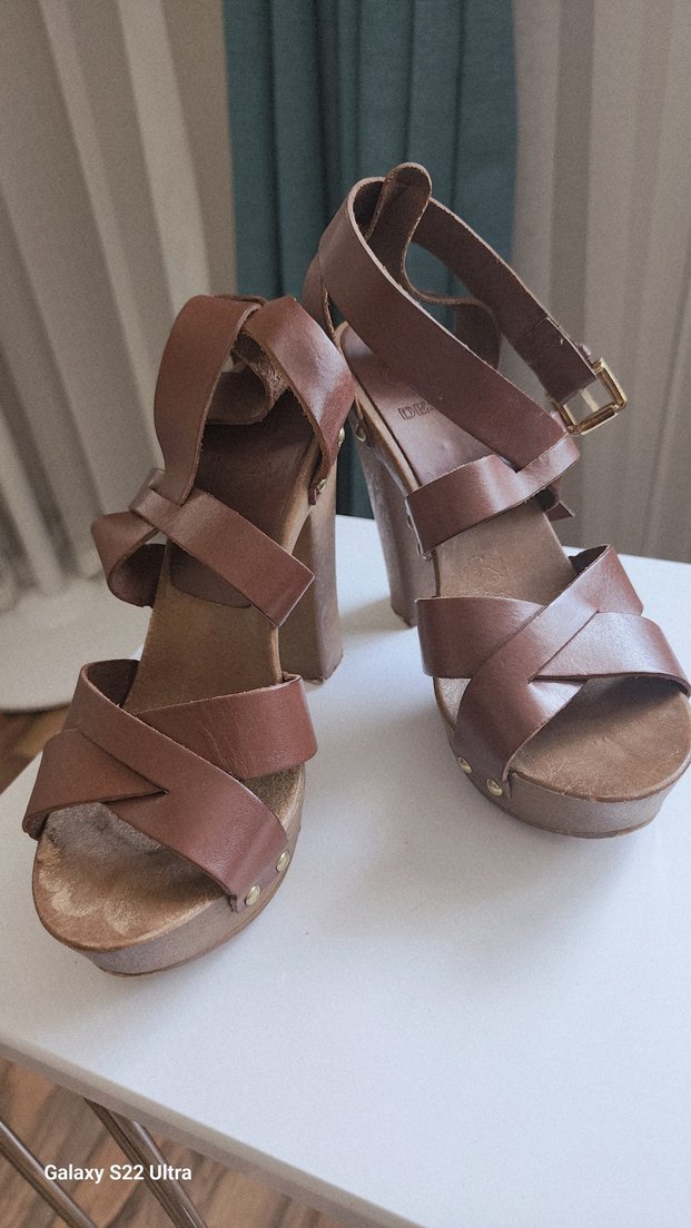 Desa Kemerli Hakiki deri taba rengi Topuklu Sandalet-Sitiletto - Görsel 2