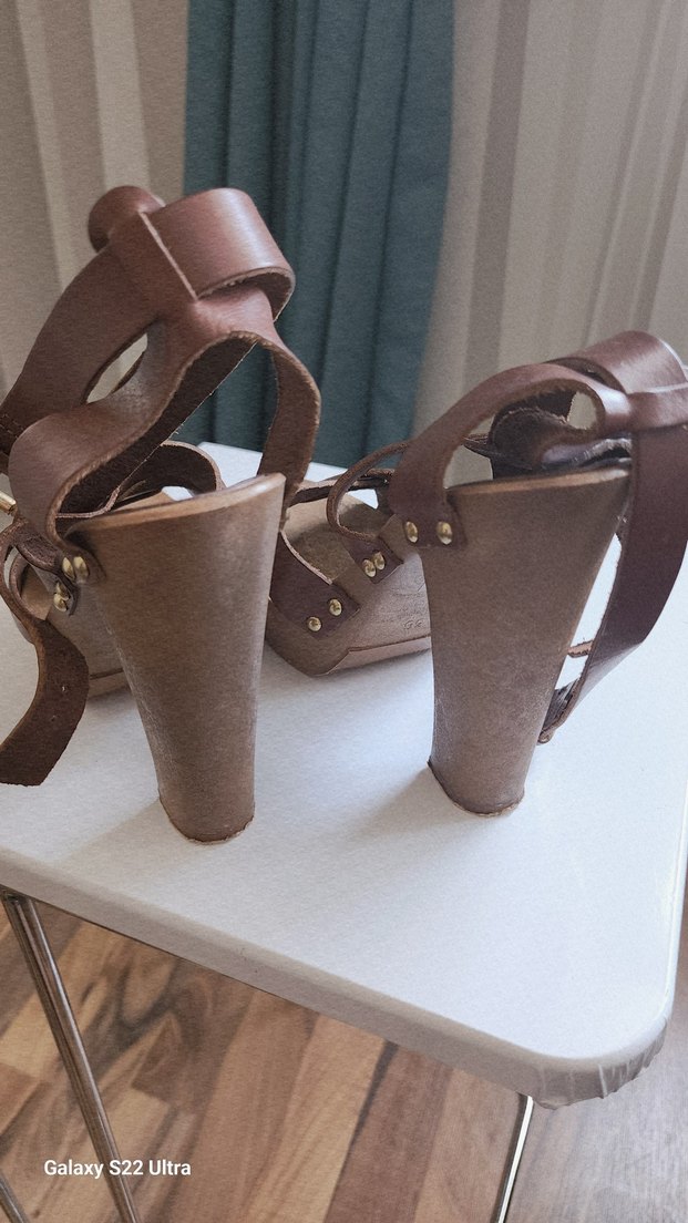 Desa Kemerli Hakiki deri taba rengi Topuklu Sandalet-Sitiletto - Görsel 4