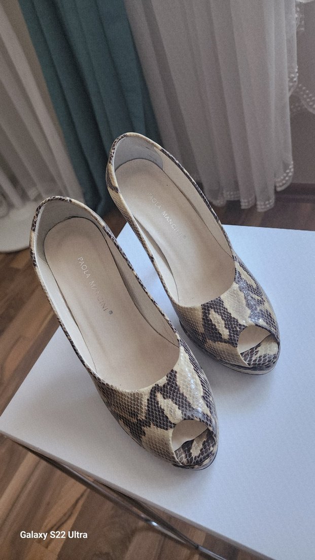 Paola Mancini Bej Yılan Desenli Yüksek Topuklu Stiletto - Görsel 2