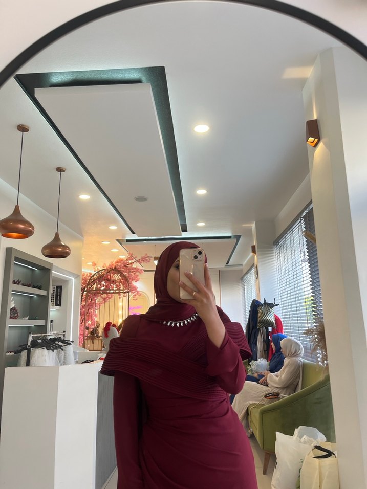 Bordo Drapeli Uzun Abiye Elbise - Görsel 3