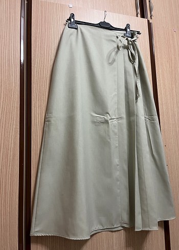 Bej Uzun Pilili Keten Etek - Görsel 2