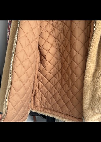 Zara Bej Midi Peluş Kadın Ceket