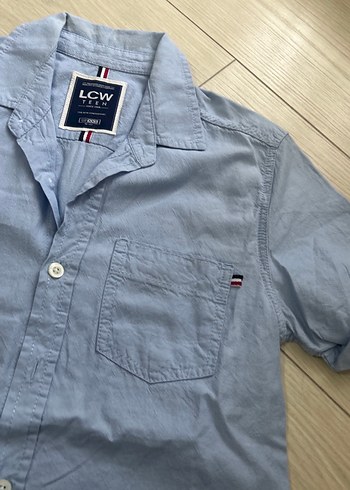 Mavi Pamuklu Kısa Kollu Erkek Gömlek - Görsel 3