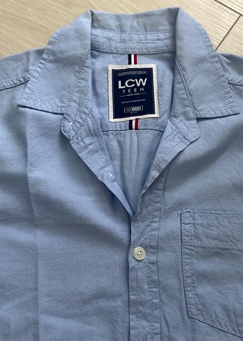 Mavi Pamuklu Kısa Kollu Erkek Gömlek - Görsel 2