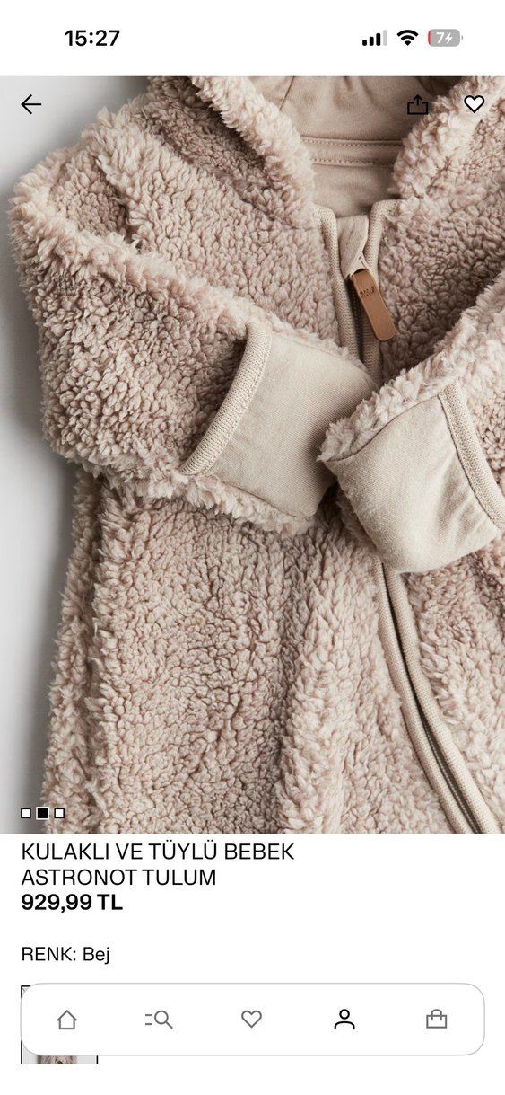 Kapüşonlu Tüylü Bebek Tulumu - Görsel 2