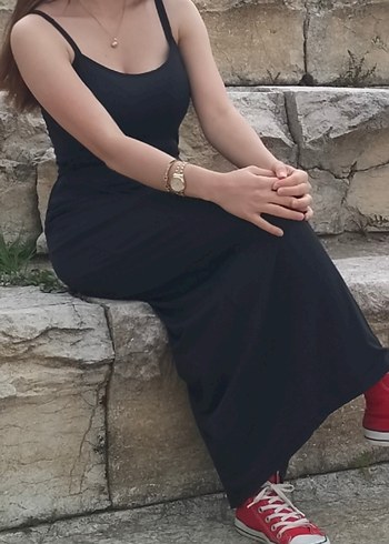 Zara Siyah Dantel Detaylı crop elbise