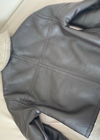 Kahverengi Kürklü Deri Kadın Biker Ceket - Görsel 2