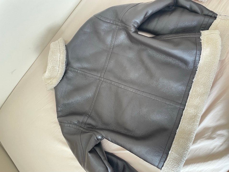 Kahverengi Kürklü Deri Kadın Biker Ceket - Görsel 2