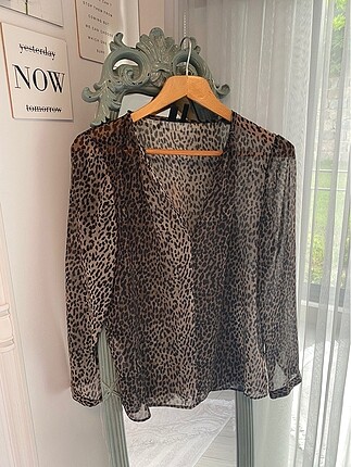 Mango Şifon Leopar Gömlek