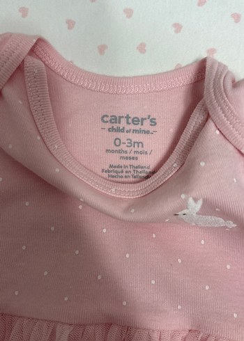 0-3 Ay Beden Carters Kız Bebek Pembe Tül Detaylı Elbise/1 defa kullanıldı